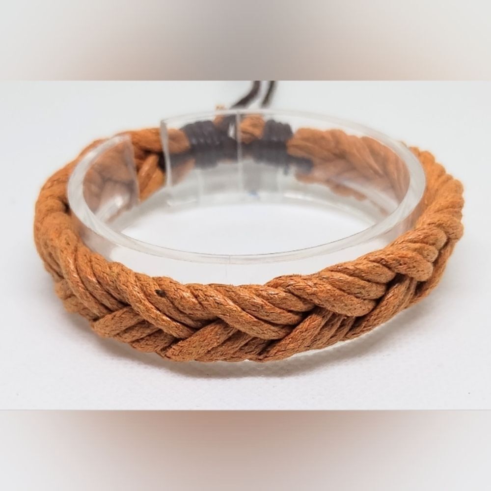 Men's bracelet leather braided brown new e53